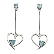 Sterling Silver Sky Blue Topaz Embedded Heart Dangle Earrings