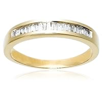 10k White or Yellow Gold Baguette Channel Set Diamond Band (1/5 cttw, J-K Color, I2-I3 Clarity)