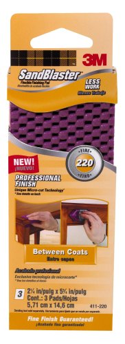 3M SandBlaster 411-220 Flexible Finishing Pad, 2.3 x 5.57-Inch, 220-Grit, Detail Size, 3-Sheet