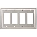 Amerelle 94R4N Continental Cast Metal Wallplate with 4 Rocker, Satin Nickel
