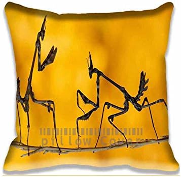Cotton and Polyester Decorative Cushion Covers Sofa Chair Seat Throw Pillow Case Square 18X18 Inch Battle Praying Mantis