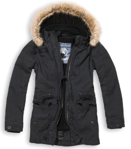 BRANDIT Nolita Damen Jacke Vintage Parka Winterjacke Kapuze Schwarz L BRANDIT Nolita Damen Jacke Vintage Parka Winterjacke Kapuze Schwarz L