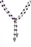 .925 Sterling Silver Designer Amethyst Beaded Bead Rosary Lariat