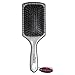 Donna Collection Large Metallic Silver Paddle Hair Brush, Black