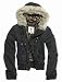Ladies Blouson schwarz gewaschen, Kapuze und Body gefüttert