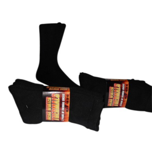 6 Pairs mens winter black thermal socks