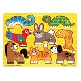kids and infants educational toys item: Melissa & Doug Pets Mix'n Match Wooden Chunky Puzzle