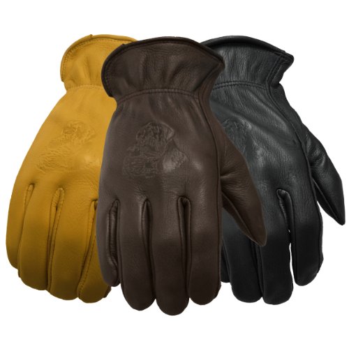 Daxx Mens Top Grain Deerskin Leather Dog Wildlife Print Gloves