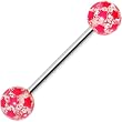 Hot Pink Glitter Star Barbell Tongue Ring