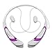 Rymemo 2016 Newest Universal Wireless Bluetooth 4.1 Music Stereo Sports/running Headset Headphones W/microphone Vibration Neckband Style for Cellphone (Purple-white)