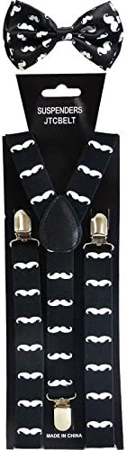 Buckletown Suspender &amp; Bow Tie Combo Pack (Black &amp; White Mustache)