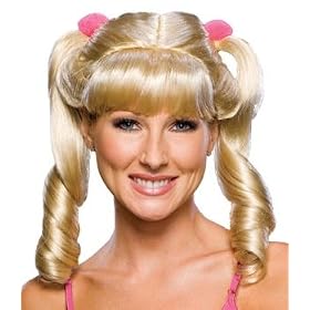 Womens Fun Costume Wigs Long Blond Pigtails High School Girl College Cheerleader Blonde Party Wig