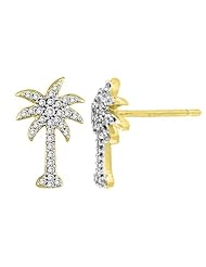 1/3 ct. tw. Diamond Palm Tree Earrings in 10K Yellow Gold