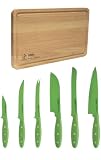 Ginsu 6 Piece Nuri Green Cutlery Set with Bonus Cutting Board