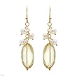 Made in Italy Pleasant Earrings With 51.50ctw Precious Stones - Genuine 7-7.5mm Freshwater Pearls and Quartz in 14K/925 Gold plated Silver. Total item weight 18.4g Length 66mm