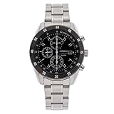 Seiko Men's SNDC47 Stainless Steel Chronograph Black Dial Watch