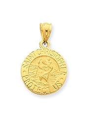 14k Gold Saint Christopher Medal Pendant