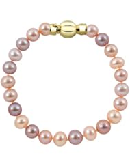 10-11mm 8" Pastel Multicolor Freshwater Pearl Bracelet "A" with 14K Yellow Gold Barrel Clasp in Gift Box