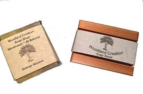 Orange Hibiscus Natural Soap Bar Plus Cedar Soap Saver Drain No More Mushy Soap