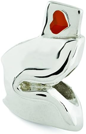 Sterling Silver Fortune Cookie w/Enamel Bead Charm For Pandora, Biagi, Chamilia &amp; European Bracelets