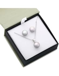 Honora Gray Freshwater Cultured Pearl 18" Pendant Necklace and Stud Earrings Set