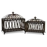 IMAX Eastern Inspired Antique Bronze Color Metal Boxes With Open Oval Pattern