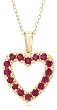 Yellow Gold Overlay Sterling Silver Ruby & Diamond Accent Heart Pendant, 18"