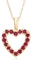 Yellow Gold Overlay Sterling Silver Ruby & Diamond Accent Heart Pendant, 18"