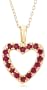 18k Yellow Gold Plated Sterling Silver Ruby and Diamond Accent Open Heart Pendant Necklace, 18"