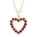 18k Yellow Gold Plated Sterling Silver Ruby and Diamond Accent Open Heart Pendant Necklace, 18"