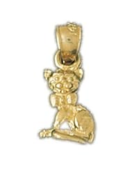 Dazzlers Solid 14k Gold 3 Dimensional Cat Charm Pendant Available in three colors from jewelsberry (weights: 1.5 grams only)