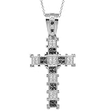 14K White Gold Mens Diamond Custom Cross Pendant 1.25 Ctw