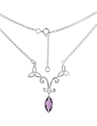 Sterling Silver Celtic Trinity Triquetra Knot Necklace w/ Natural Amethyst, 16 inch long