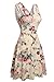 ACEVOG Women's Sleeveless Flower Printed Vintage Cocatail Flare Dresses Beige XL