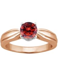0.80 Ct Round Cognac Red SI1/SI2 Diamond 18K Rose Gold Ring