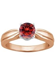 1.10 Ct Round Cognac Red SI1/SI2 Diamond 18K Rose Gold Ring