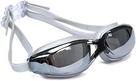 DS Adult Swim Goggles with Anti Fog,anti-uv Glasses and Adjustable Strap - Prescription and Optical Goggle with Protective Case - For Men,women and Youth Swimming Water in Pool,arena. (Sliver)