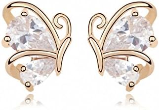 ANNYMORE Women's Crystal Stud Earring Butterfly Dancing Zirconia Clear Rhinestone