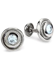 ROTENIER "Classic" Sterling Silver Black Bearing with Topaz Cufflinks