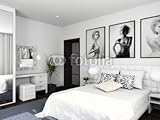 Wallmonkeys Peel and Stick Wall Decals - Modern Interior. 3D Render. Bedroom. Exclusive Design. - 60