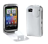 MaryCom PREMIUM QUALITÄT Leder Handytasche weis für HTC Desire S Smartphone + gratis Displayschutzfolie / LTW DS