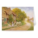 Outside the Village Inn (oil on canvas) by.. - Greeting Card (Pack of 2) - 7x5 inch - Art247 - Standard Size - Pack Of 2