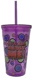 Spoontiques It's All About Me Acrylic Cup with Straw Clear Tumbler