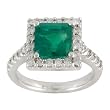 14K White Gold Emerald and Diamond Ring