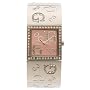 GUESS Women's Swarovksi Crystals Silvertone Etched-Bangle Watch