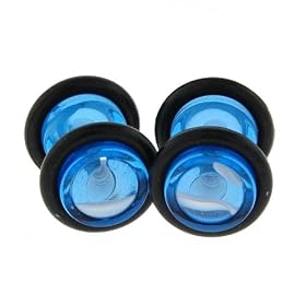Fake Acrylic Plugs - Blue with White 16g Wire; 8mm - Sold as a Pair