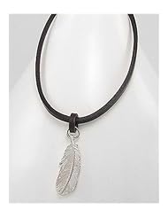 Saddle Brown Feather Leather Necklace In White Base