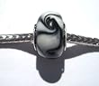 Murano Style Glass Lampwork Bead Fits Pandora Black and White Swirl, 14mm (1)
