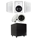 (5) 8" In-Wall Speakers (HT-85) w/12" Powered Sub (PSW12) by Acoustic Audio