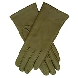 Italian Cashmere Lined Leather Gloves Size 7 Color OLIVE